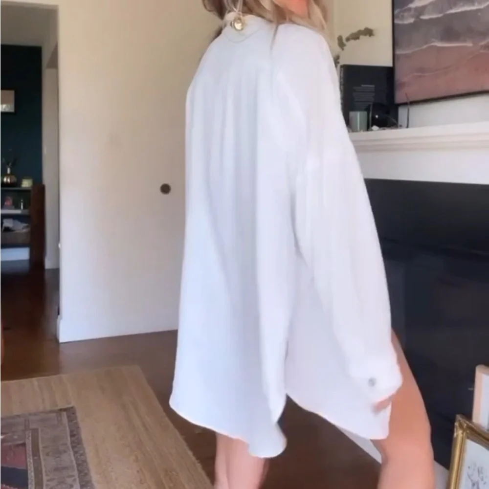 Timeless & classy essential button down & wide leg pants. Worn for 1 hour only. - Picture 7 of 9